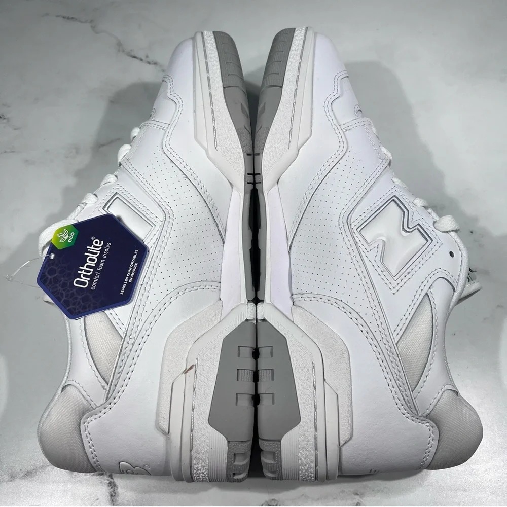 New Balance 550 White Grey Leather Low Sneakers